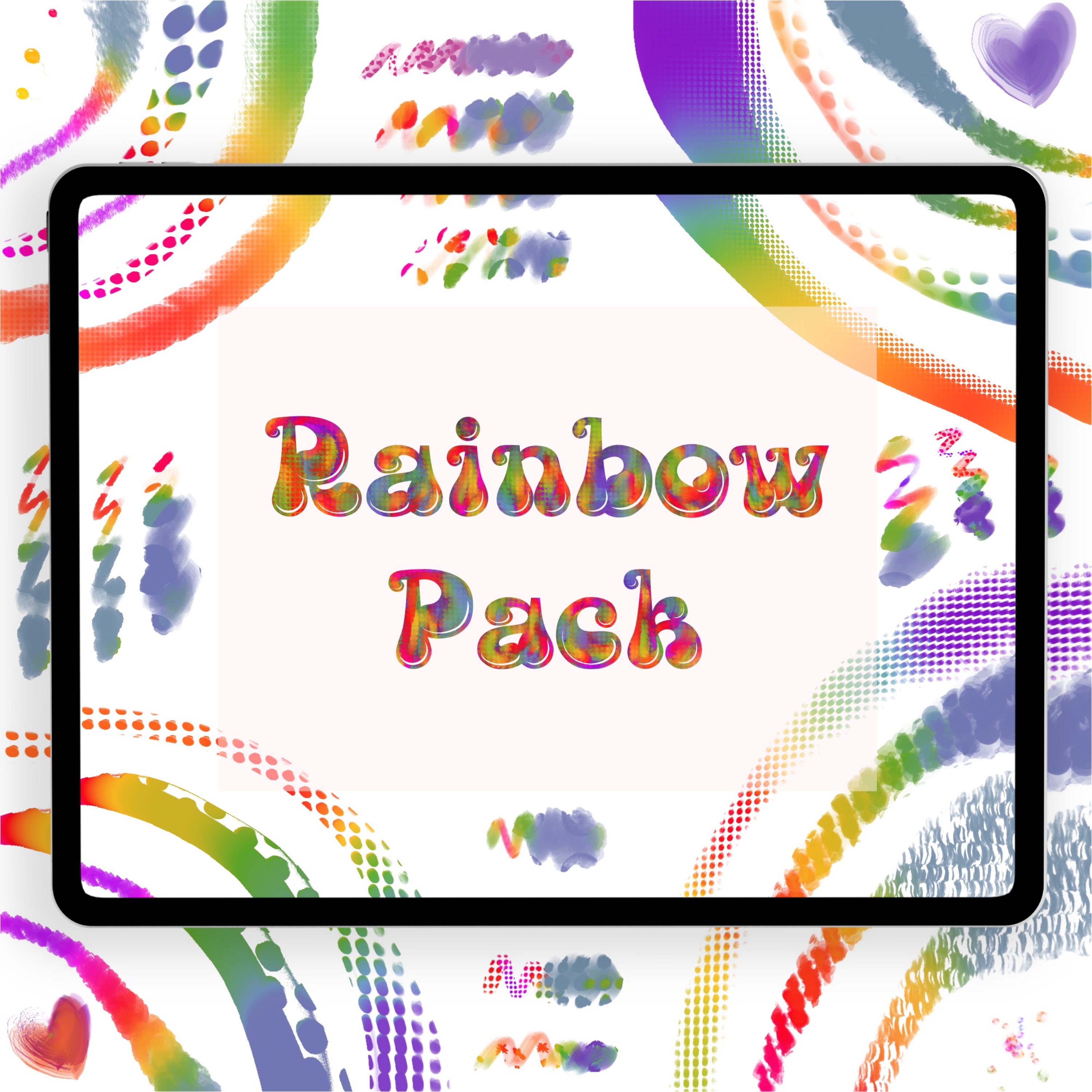 advertisment for Rainbow Colour Procreate brushes