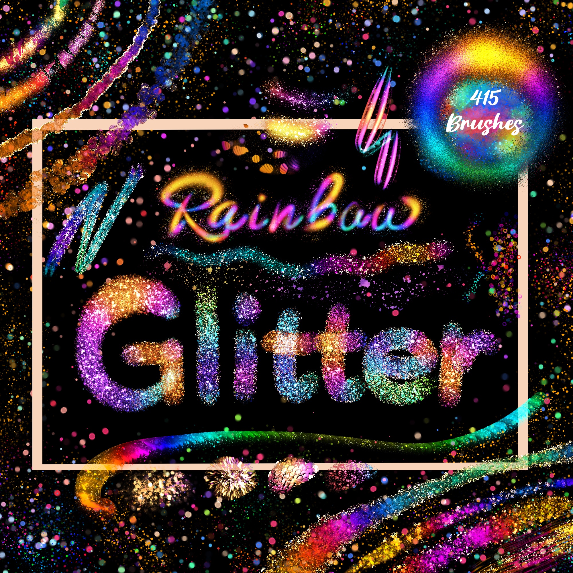 advertisment for Dual Glitter Procreate brushes