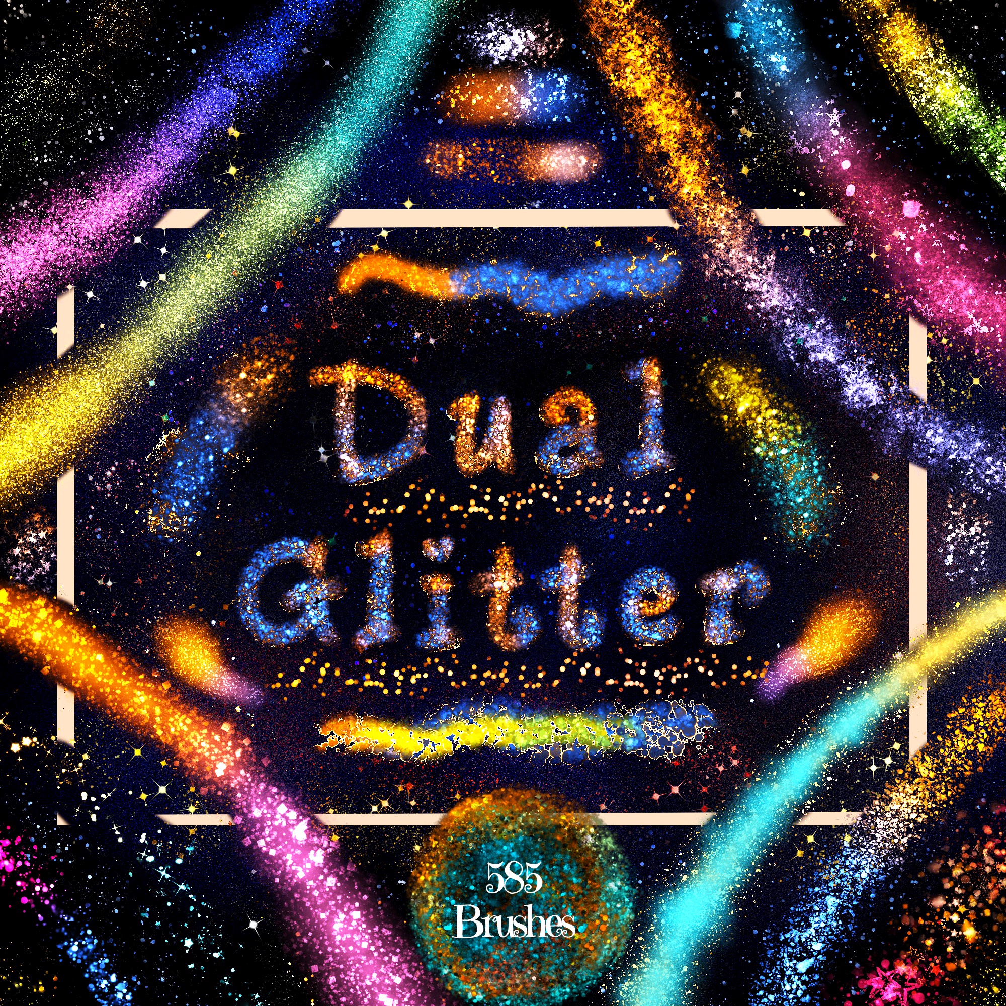 advertisment for Rainbow Glitter Procreate brushes