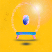 bouncing ball in a heat of the sun on a bench and butterflies flying around