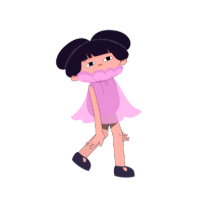 girl character in a pink dress doing a feminine walk