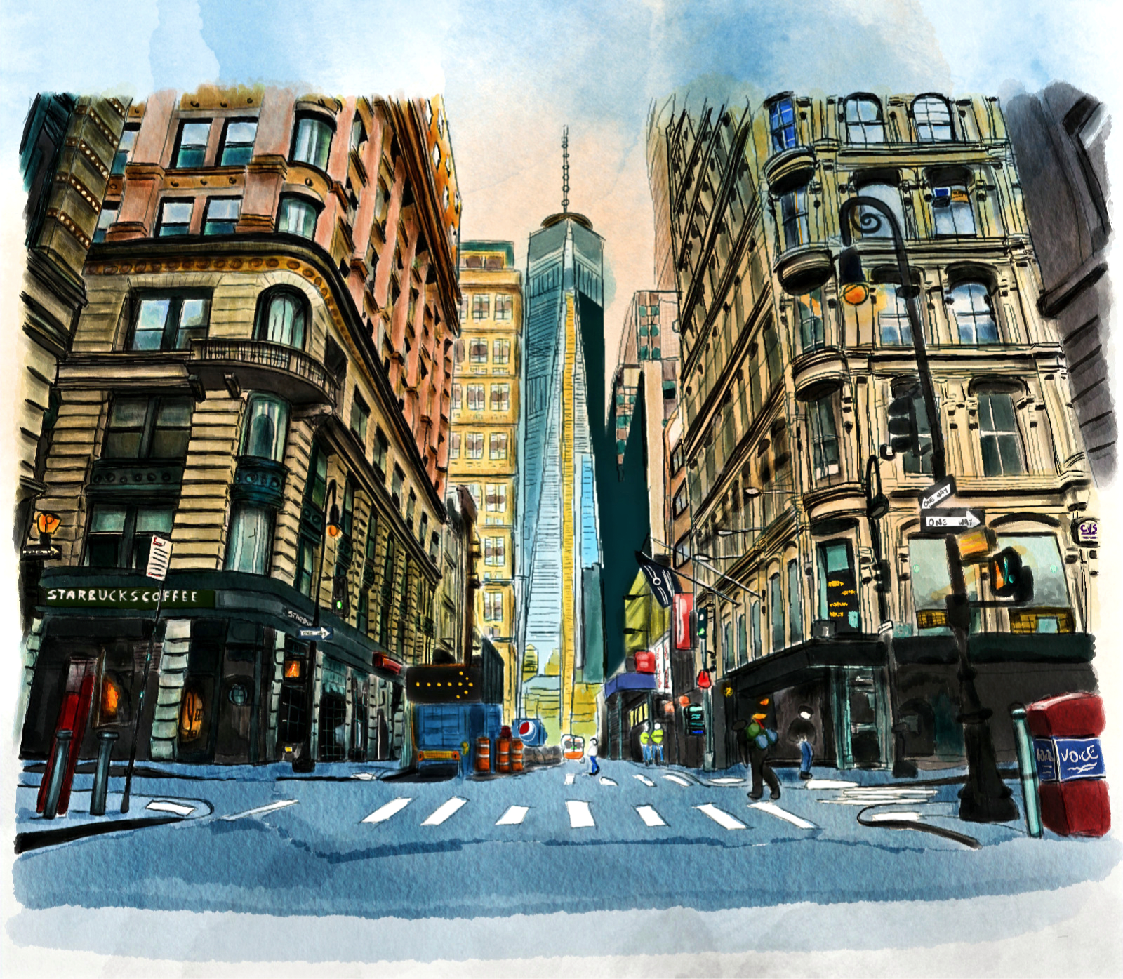 new york busy street with tall buildings