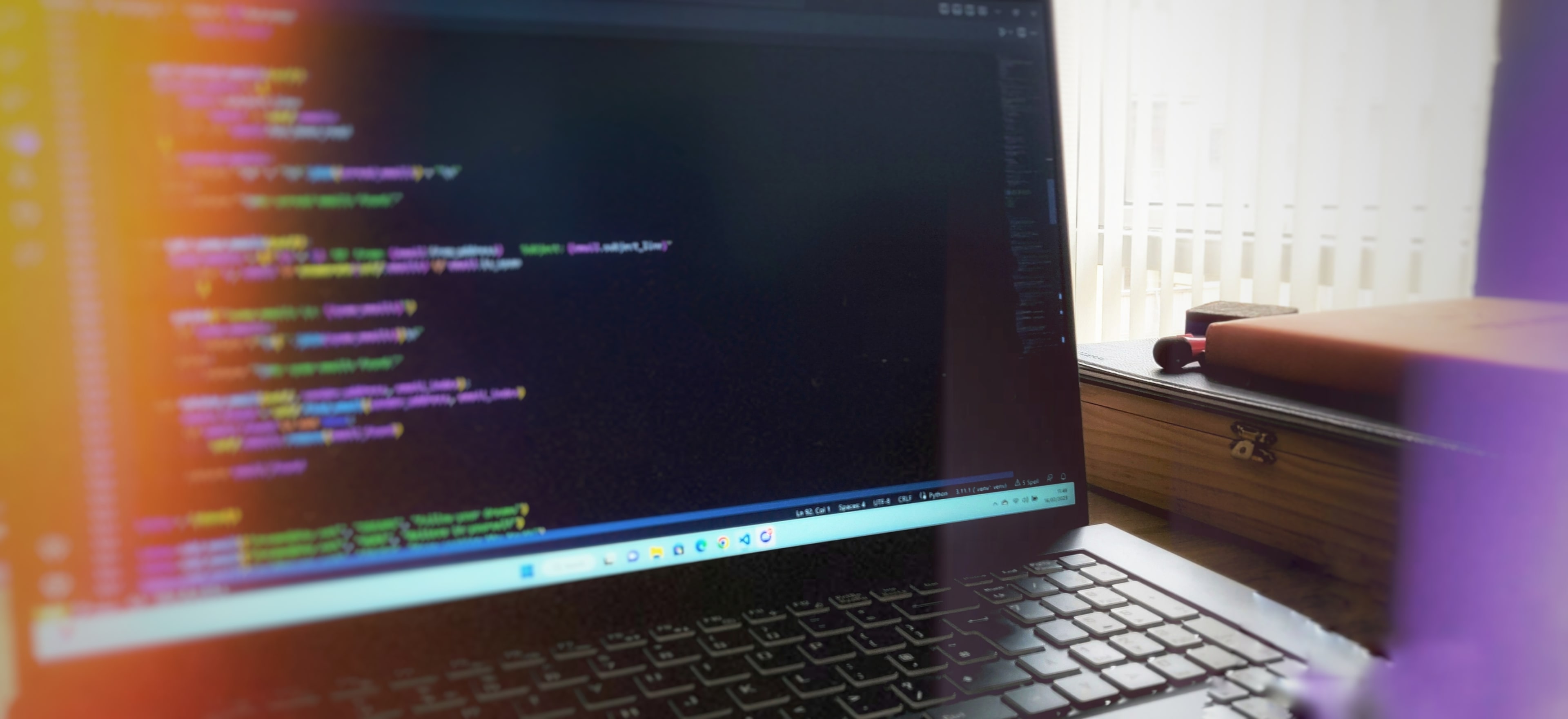 laptop with code on the screen